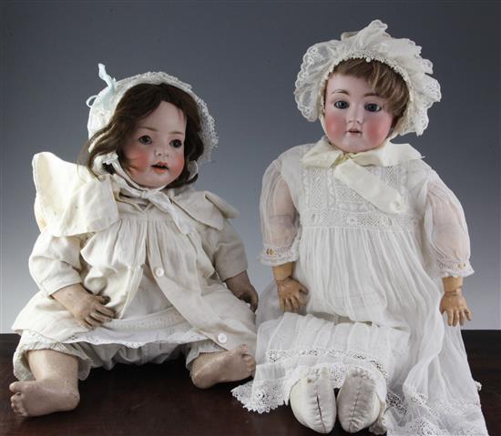 A Simon & Halbig No.7 Hanna bisque head doll & a similar doll